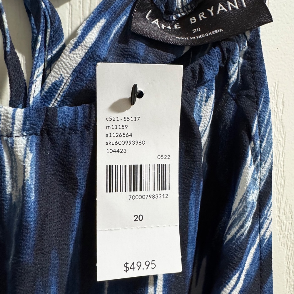 Lane Bryant Navy and White Printed Halter Tank (size 20) - Picture 3 of 3